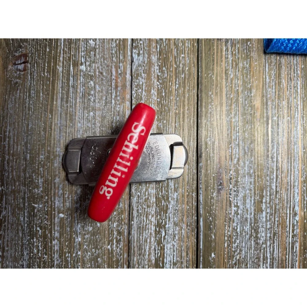 Vintage Schilling Edlund Co Top-Off Jar Bottle Opener Red Handle Burlington VT